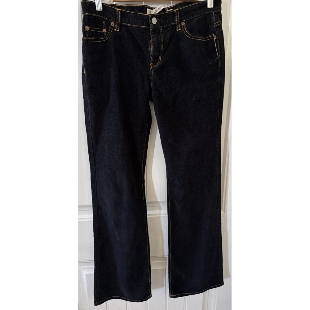 GAP Low Rise Y2K Bootcut Pants Womens 6R Black Corduroy Stretch Flap Pockets
